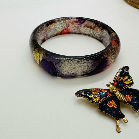 Vintage Butterfly Brooch & Bangle Bracelet - Picture 6 of 11